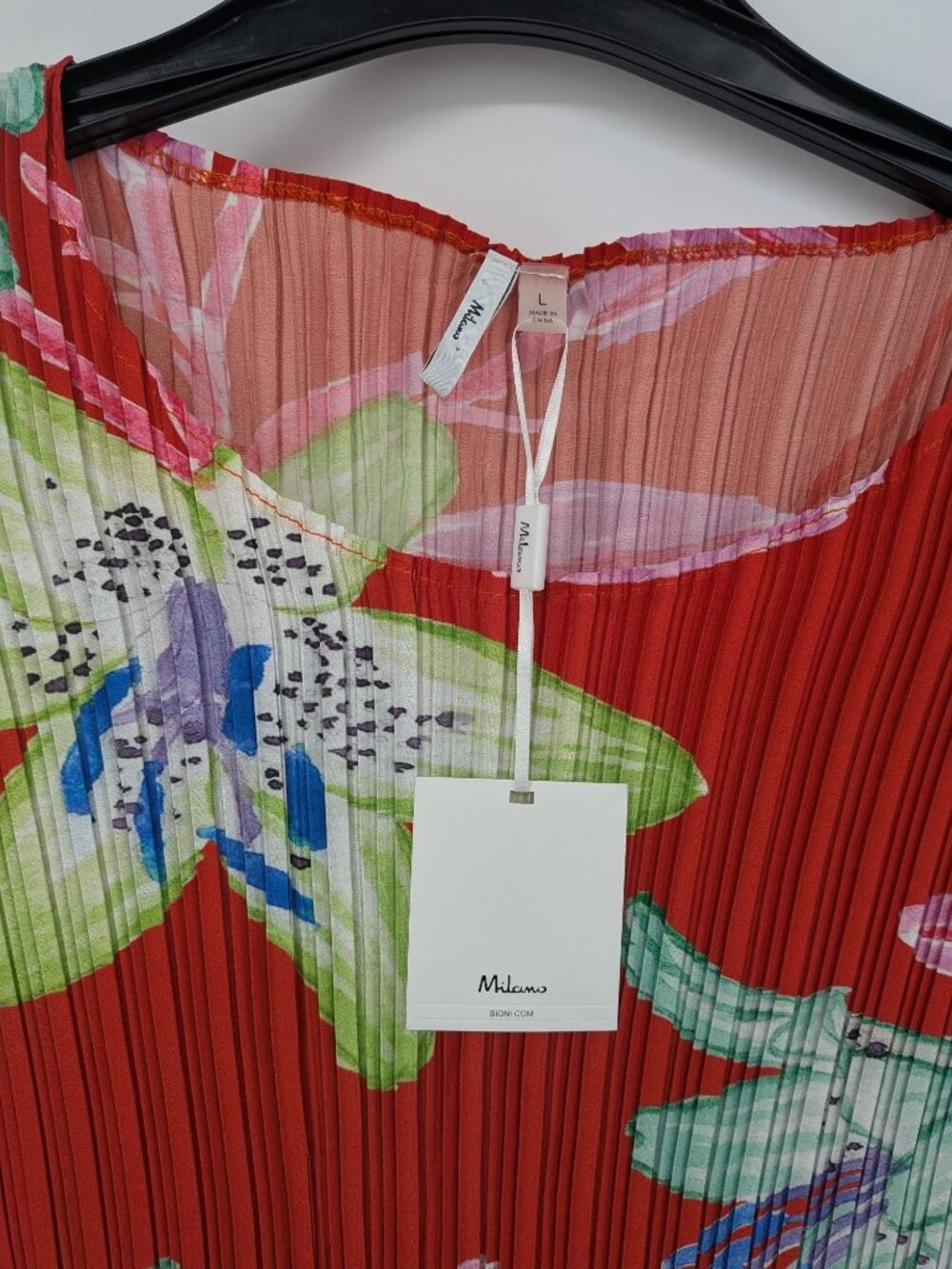 Pleated Floral Top Abstract Botanical Cottage Resort Accordion Artsy Y2K Large - Picture 6 of 7